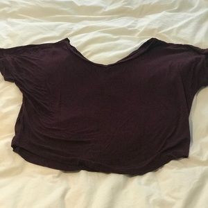 Maroon cropped v neck top from Gap